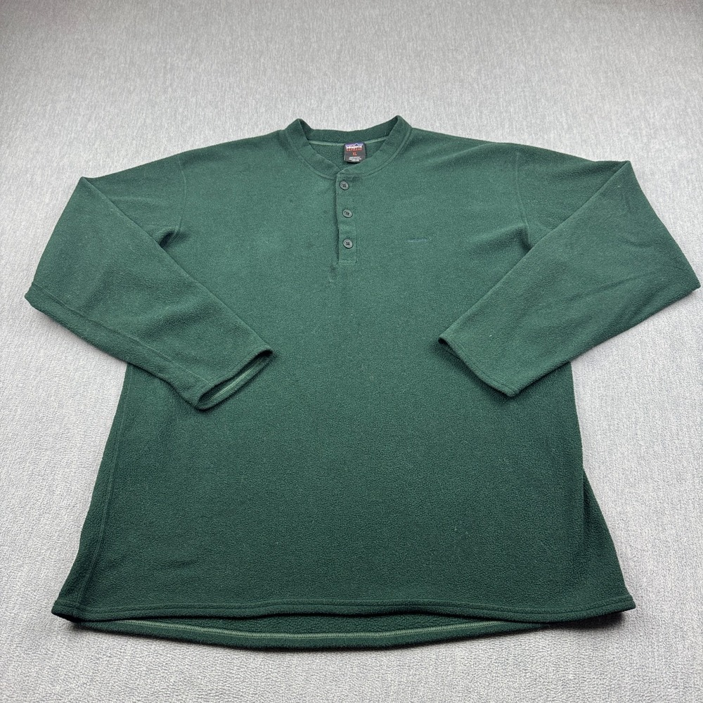 Vintage Patagonia Shirt Mens XL Green Capilene Henley Pullover Long Sleeve USA